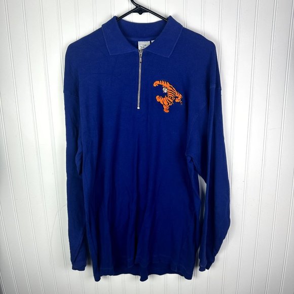 The Disney Store Blue 3/4 zip Tiger Long sleeve Shirt Size Large 100% Cotton - Picture 1 of 2